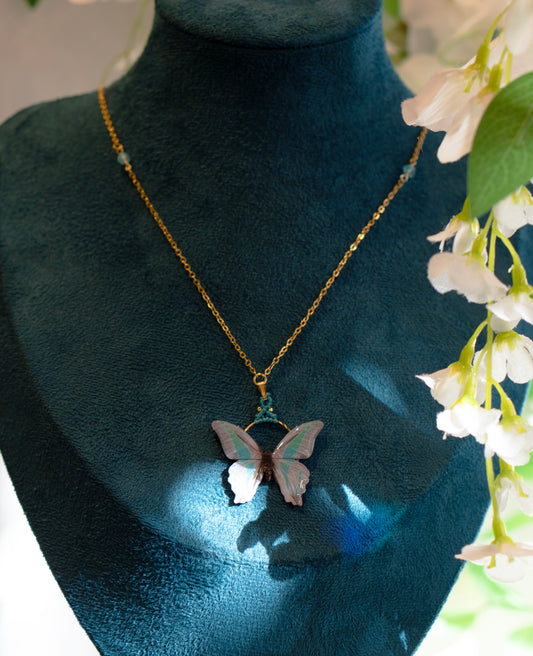 Bluebottle Butterfly Necklace