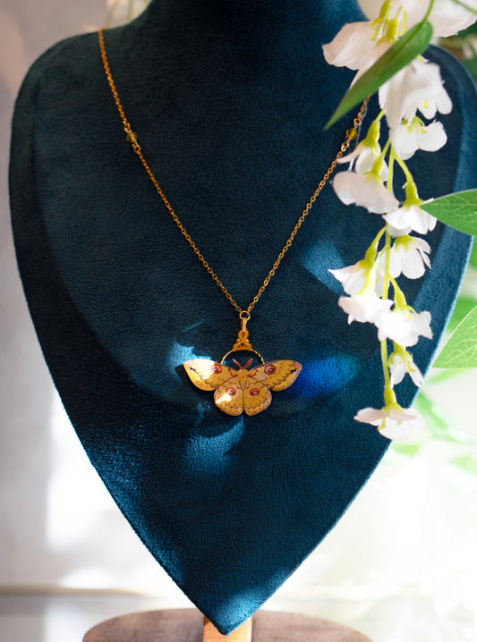 Golden Emperor Moth Necklace