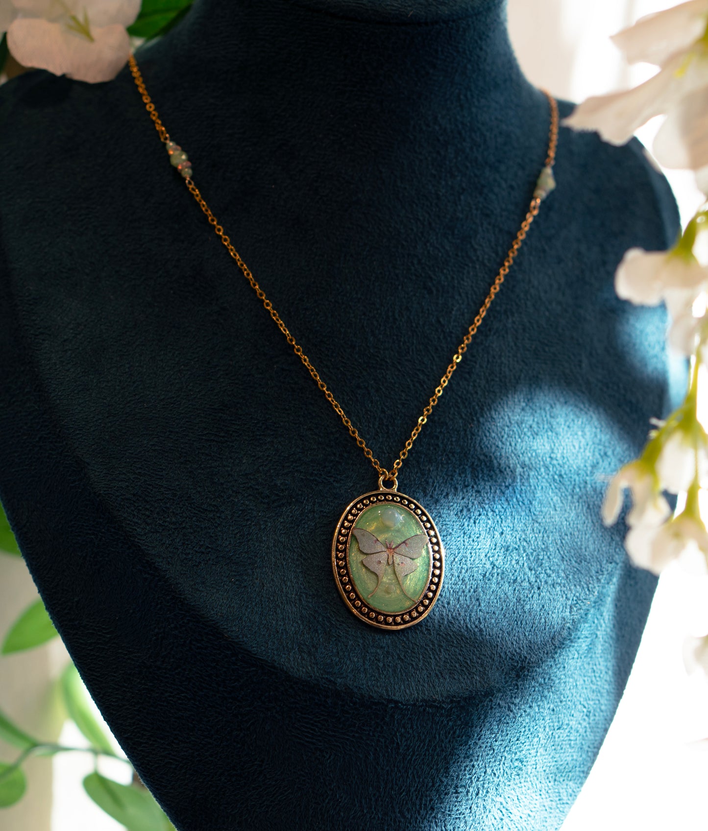 Luna Moth Medallion Necklace