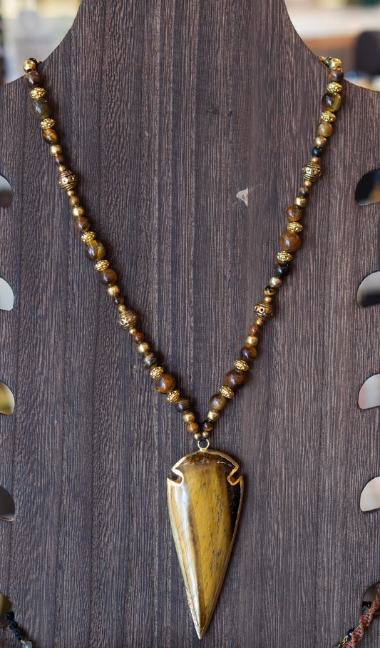 Tigers Eye Arrow Necklace