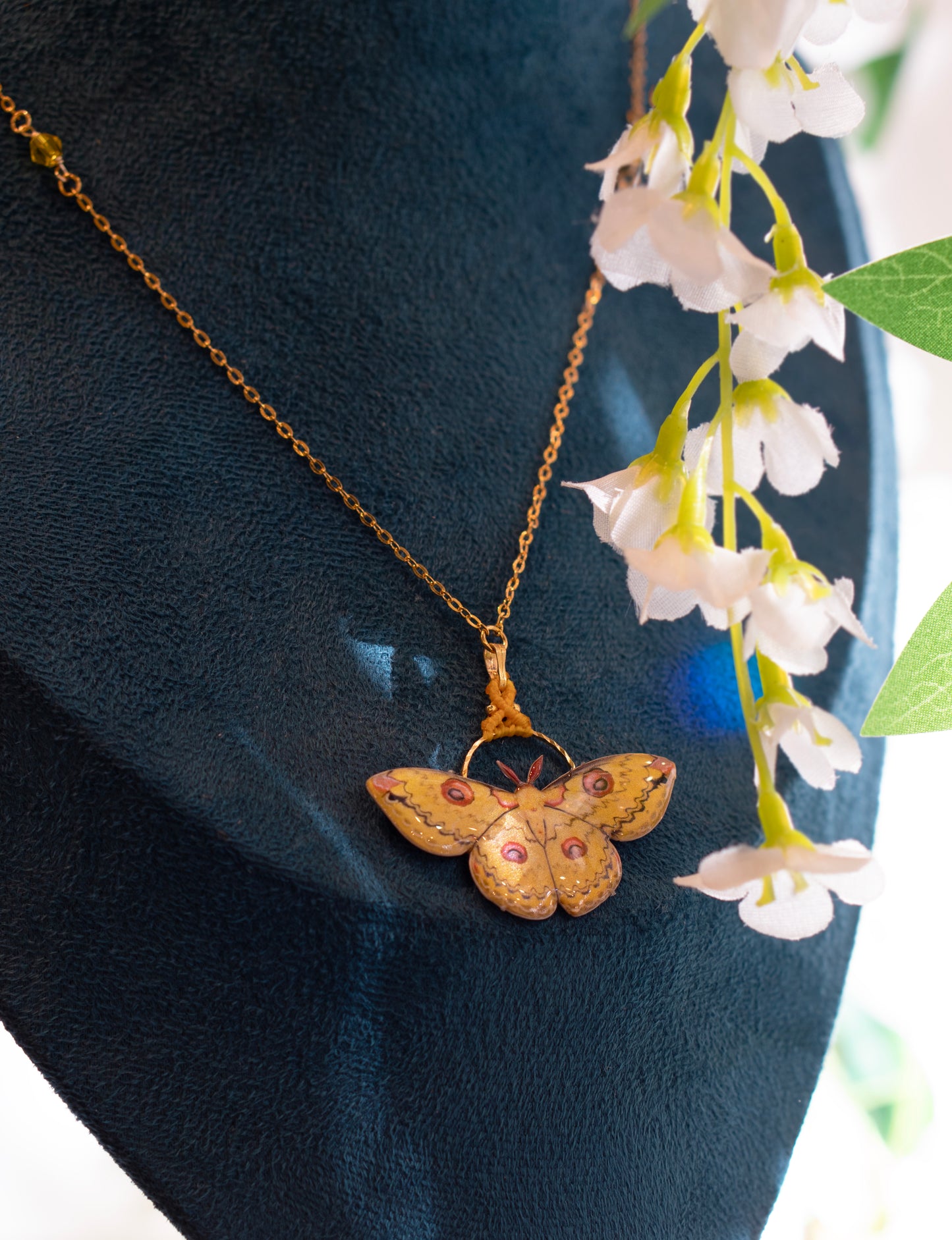 Golden Emperor Moth Necklace