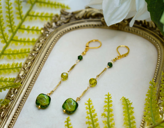 Green Glass Earrings