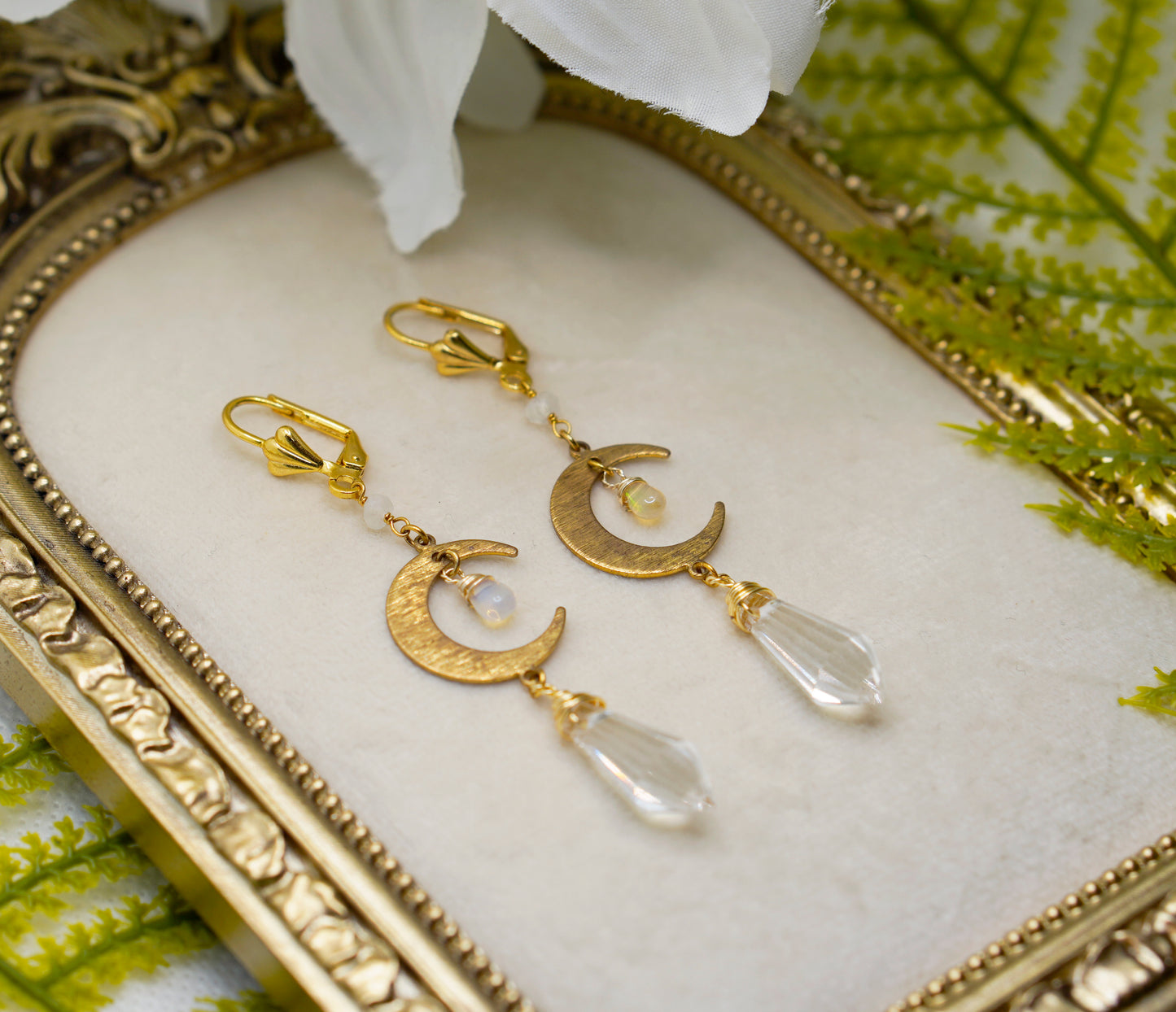 Clear Crystal Moon Earrings
