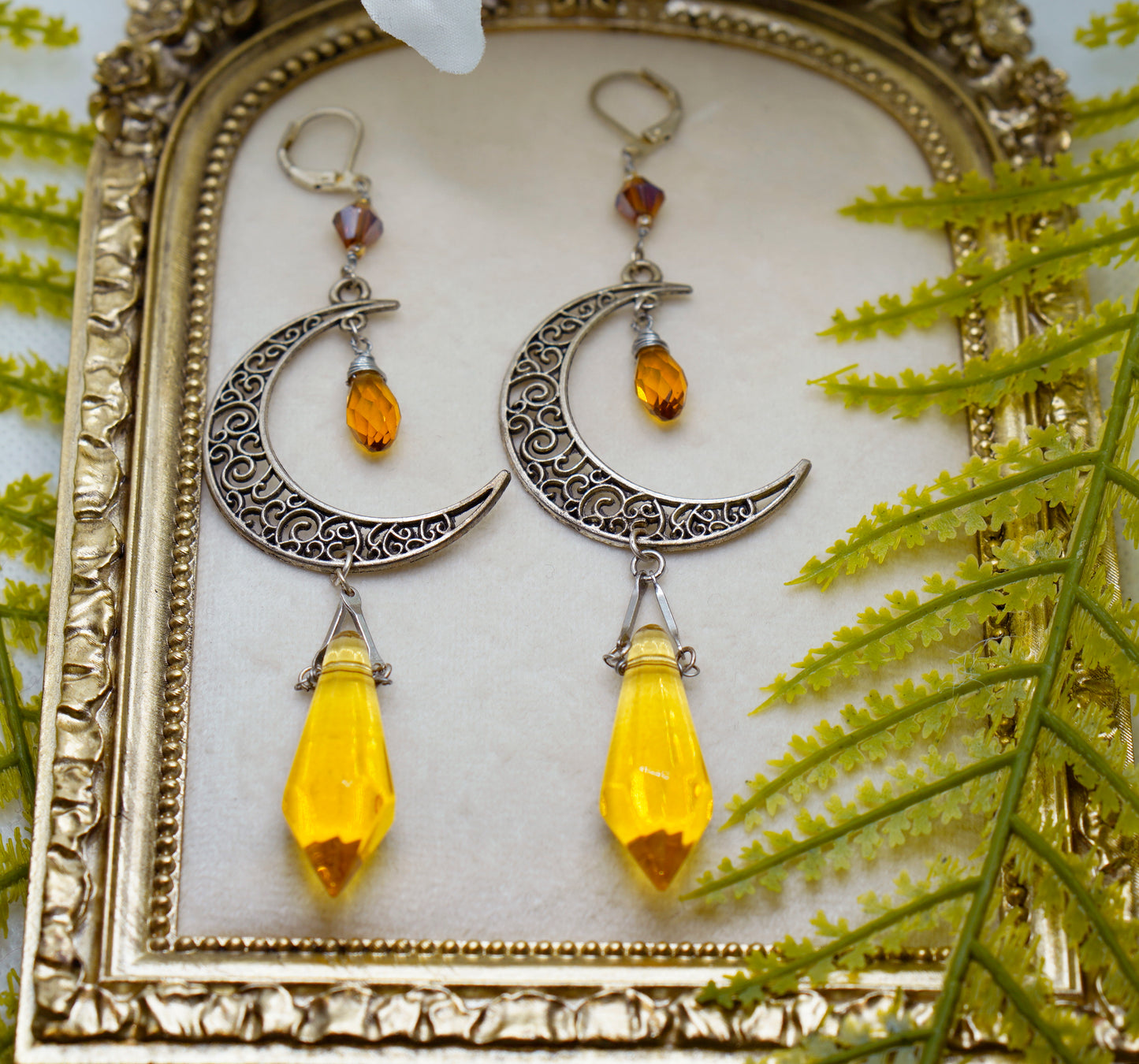 Solar Prism Crescent Moon Earrings