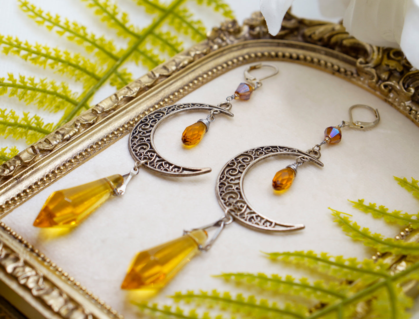 Solar Prism Crescent Moon Earrings