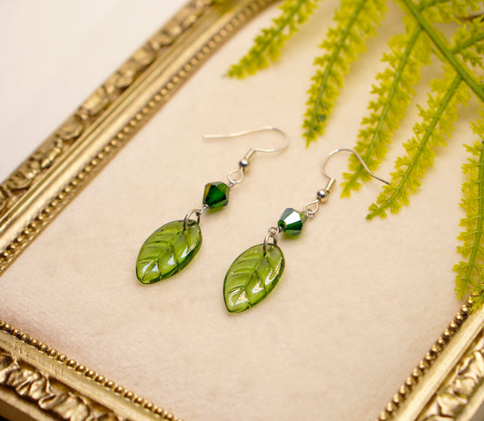 Green Leaf Earrings