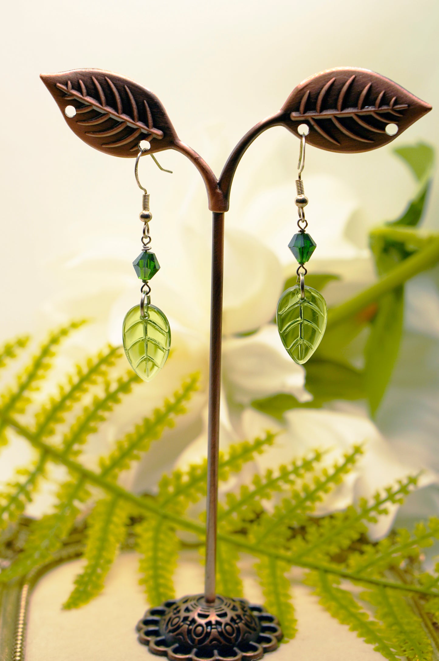 Green Leaf Earrings