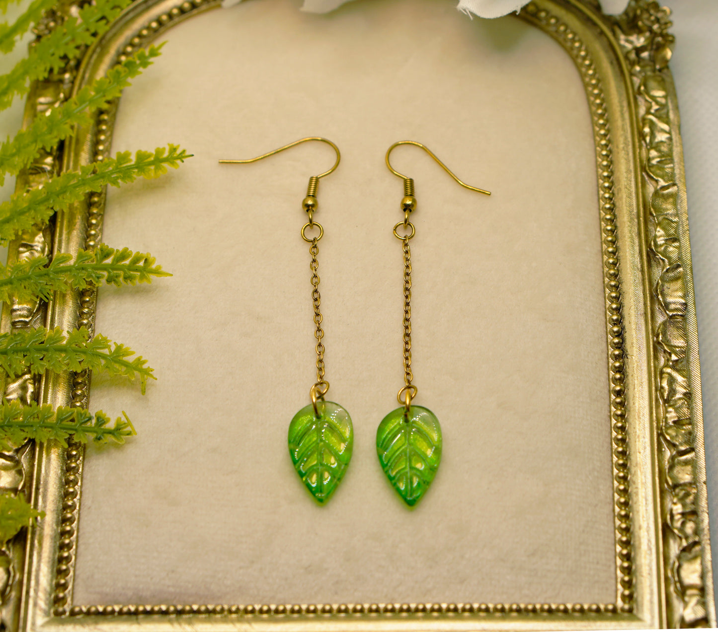 Green Leaf Earrings