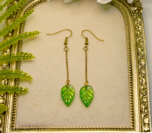 Green Leaf Earrings