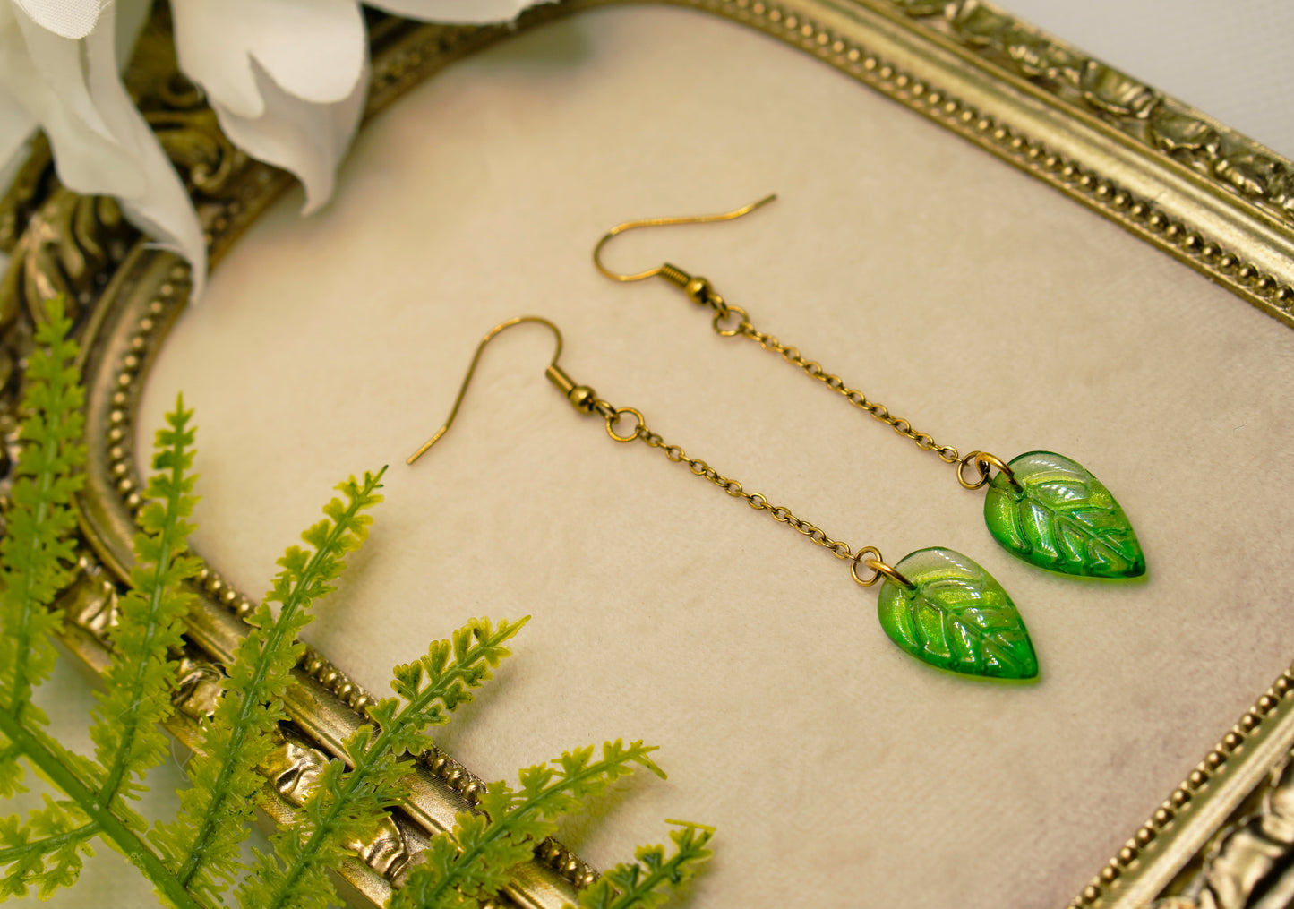 Green Leaf Earrings