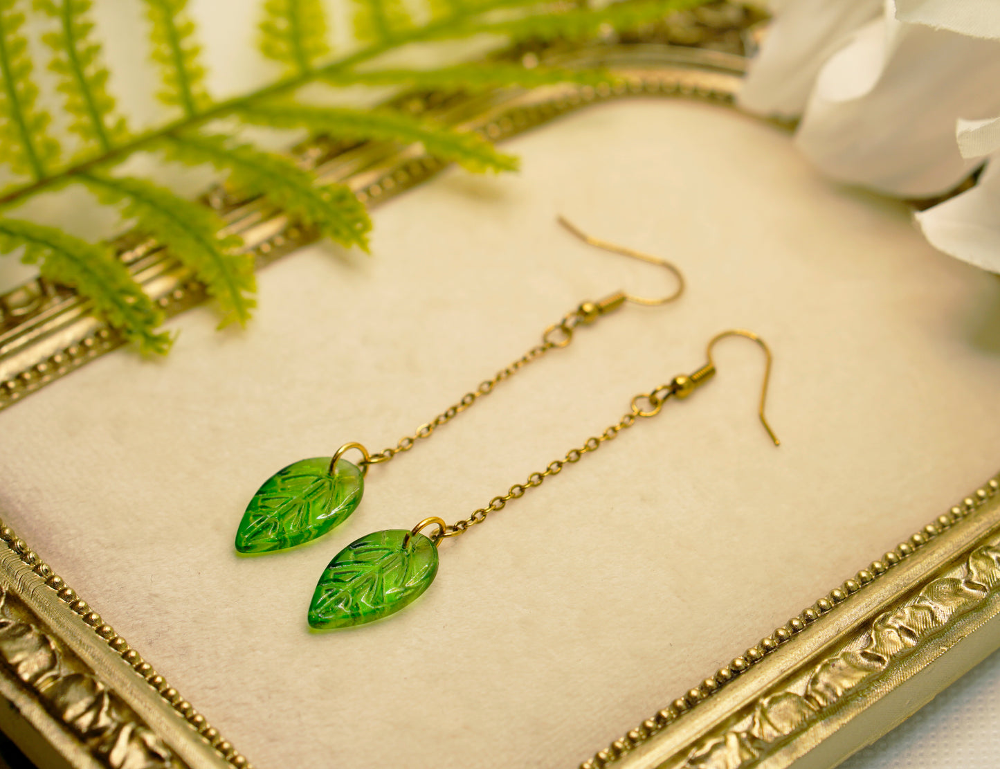 Green Leaf Earrings