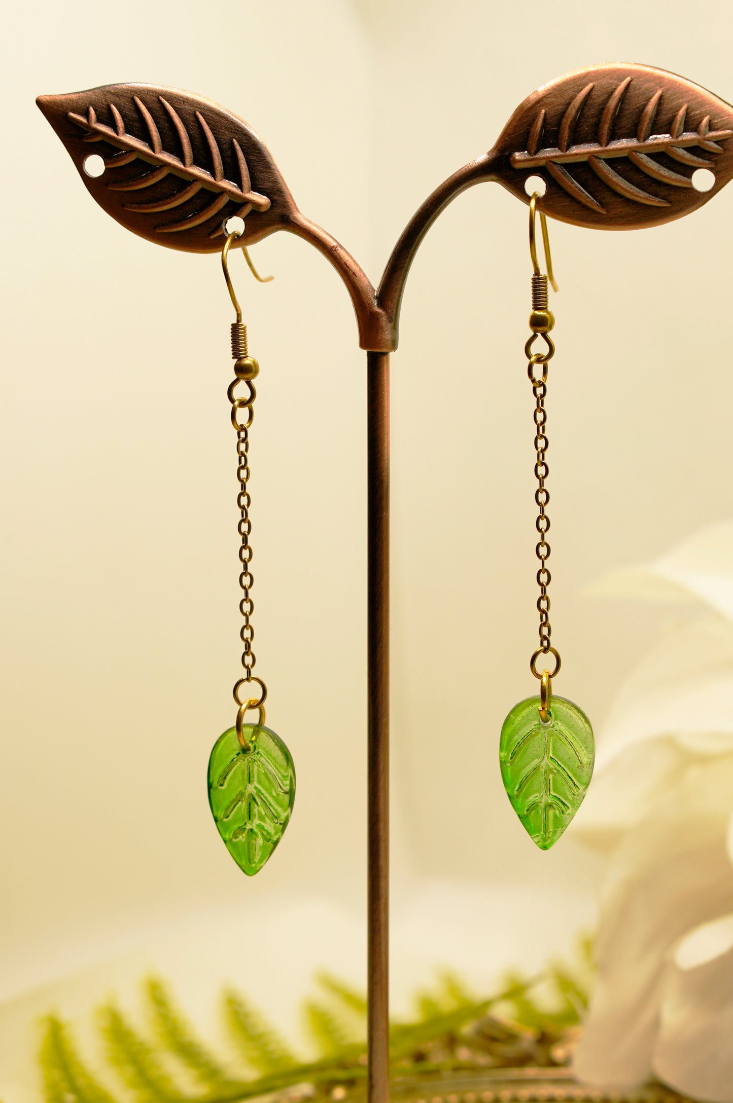 Green Leaf Earrings