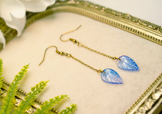 Blue Leaf Earrings