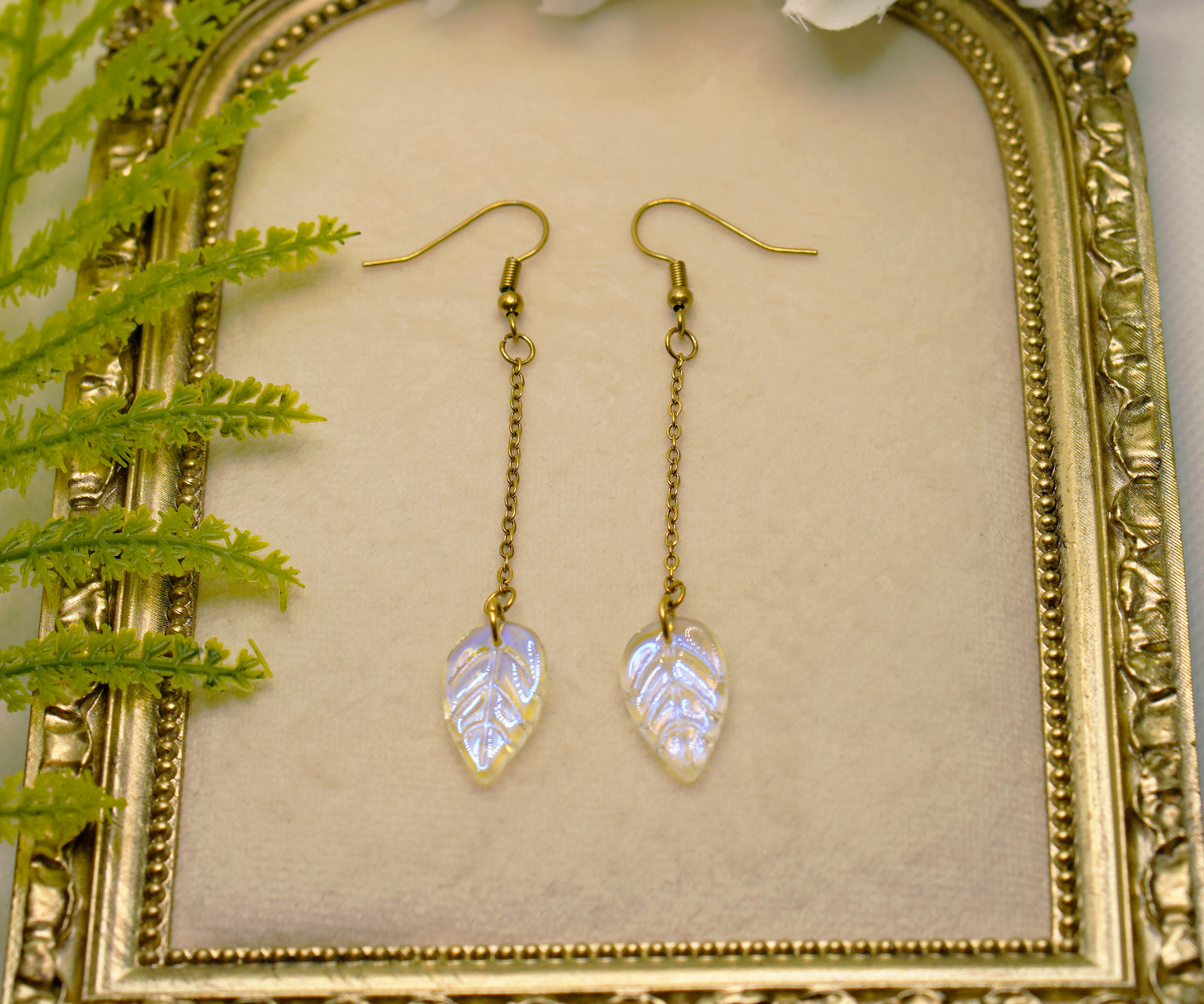 Iridescent Leaf Earrings