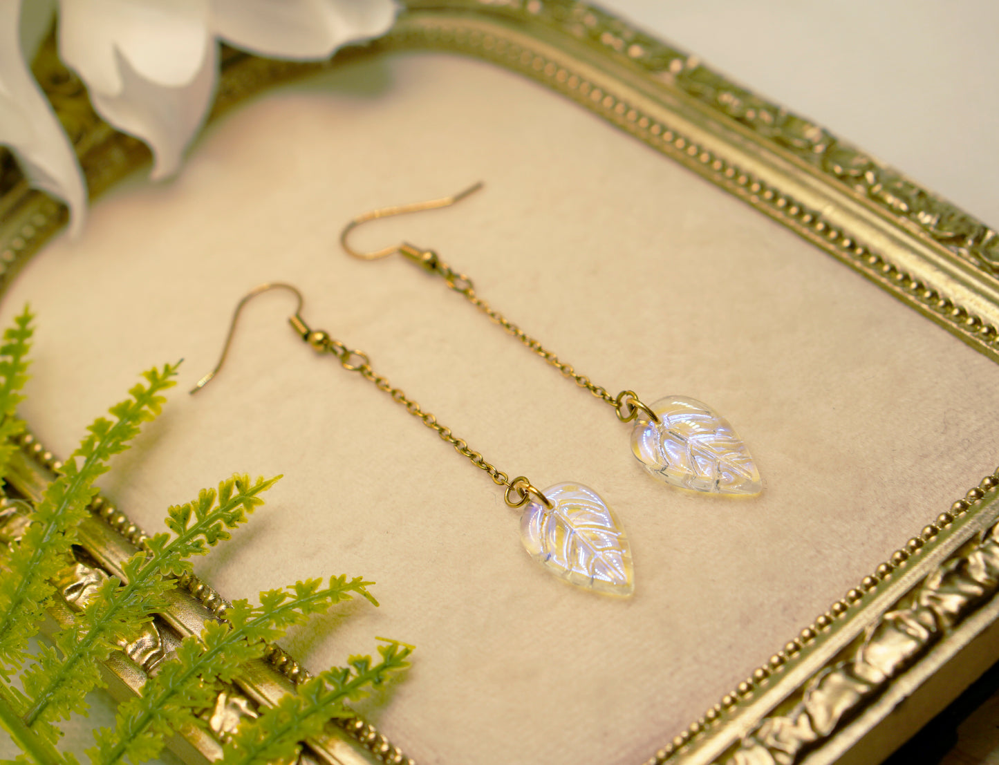 Iridescent Leaf Earrings