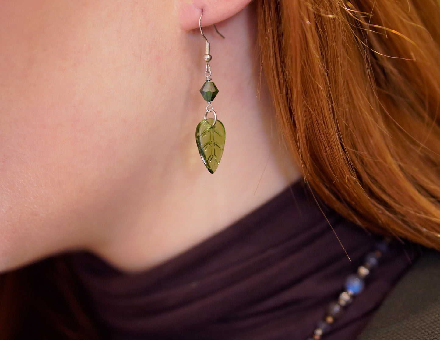 Green Leaf Earrings