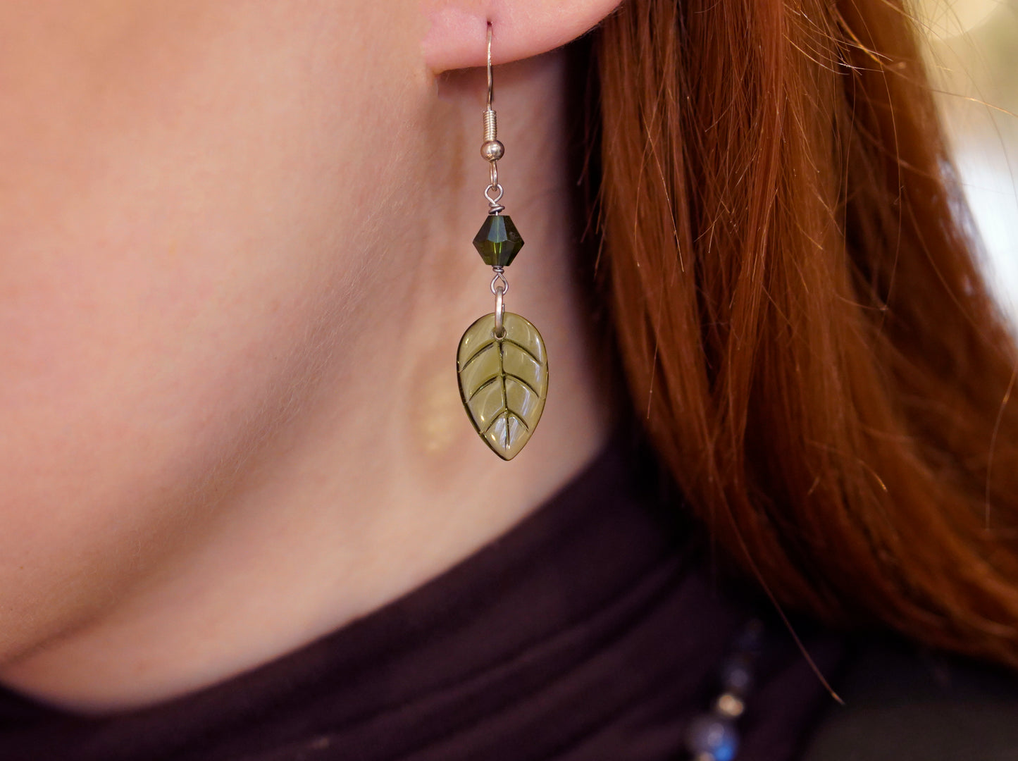 Green Leaf Earrings