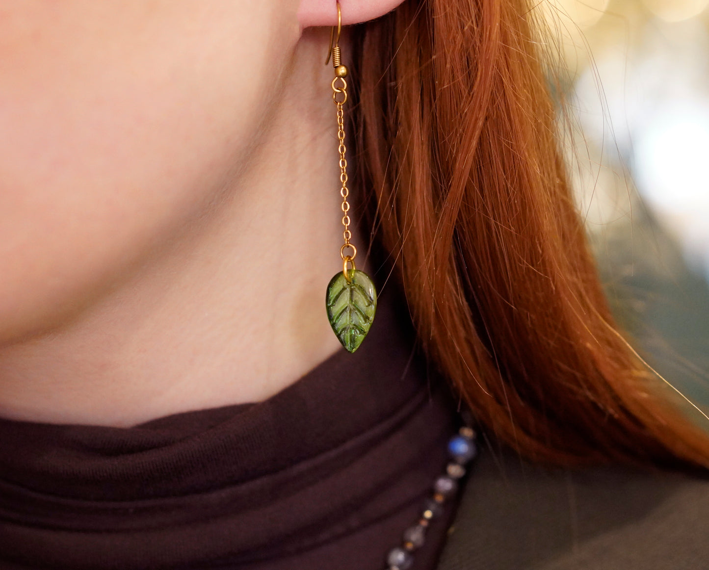 Green Leaf Earrings