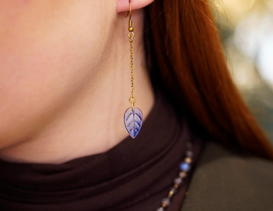 Blue Leaf Earrings