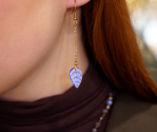 Iridescent Leaf Earrings