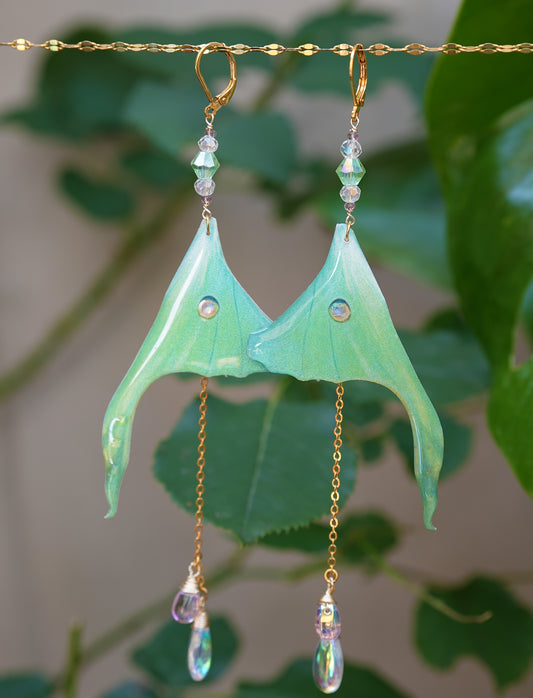 Luna Moth Fae Gold Earrings