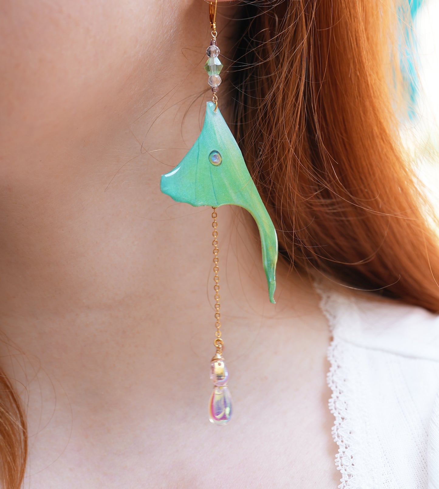 Luna Moth Fae Gold Earrings