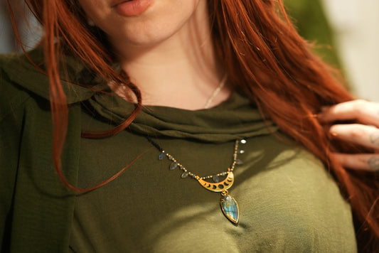 Labradorite Macrame' Moonphase Necklace