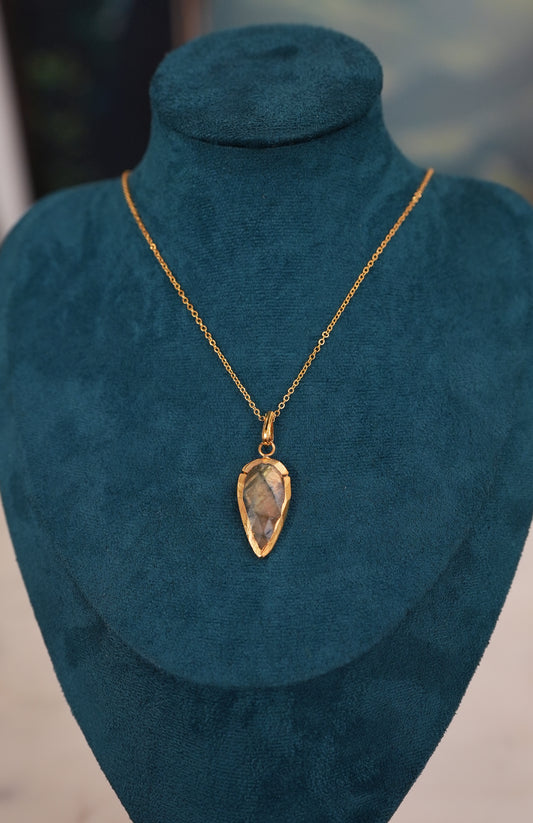 Labradorite Arrow Gold Necklace