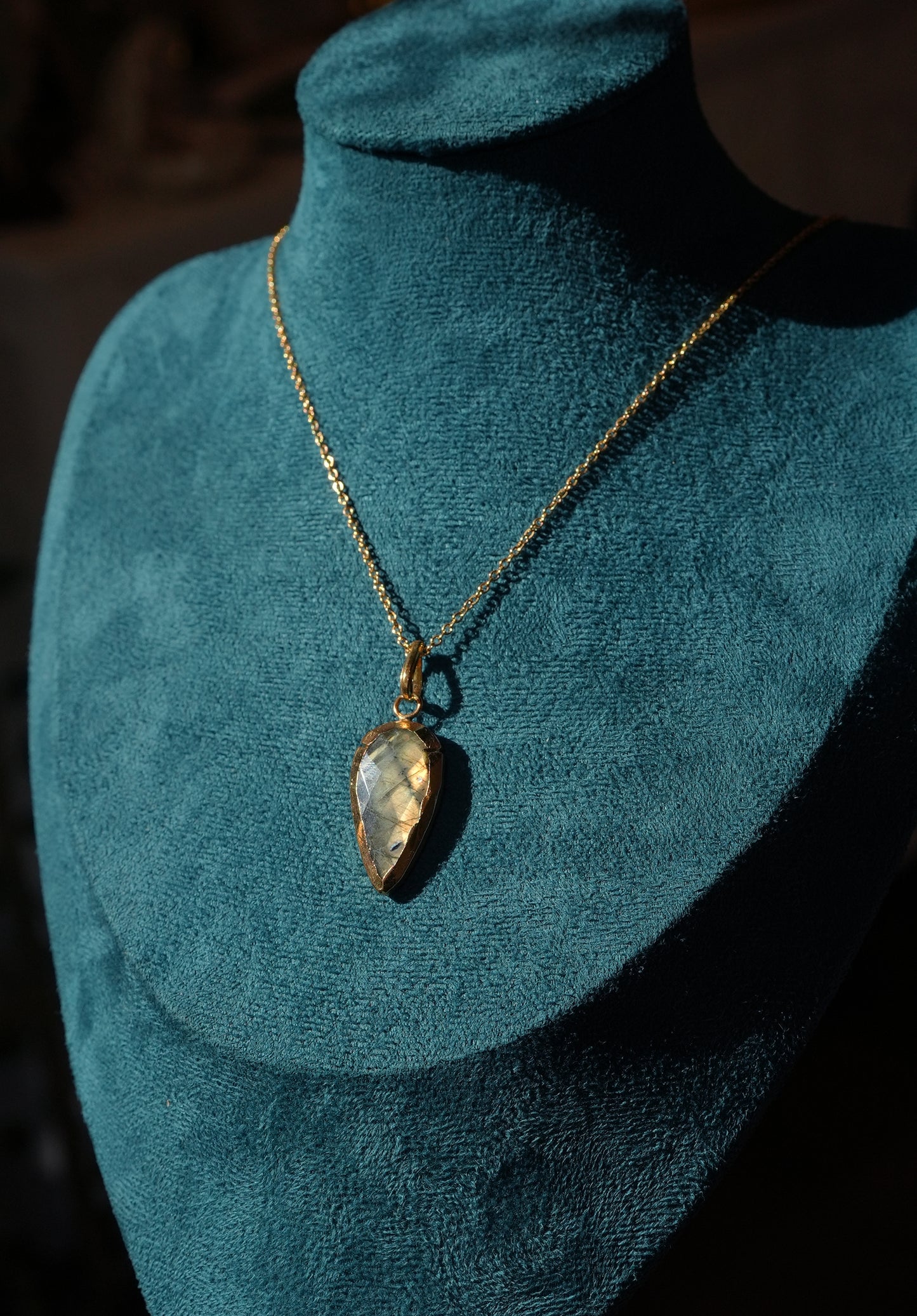 Labradorite Arrow Gold Necklace