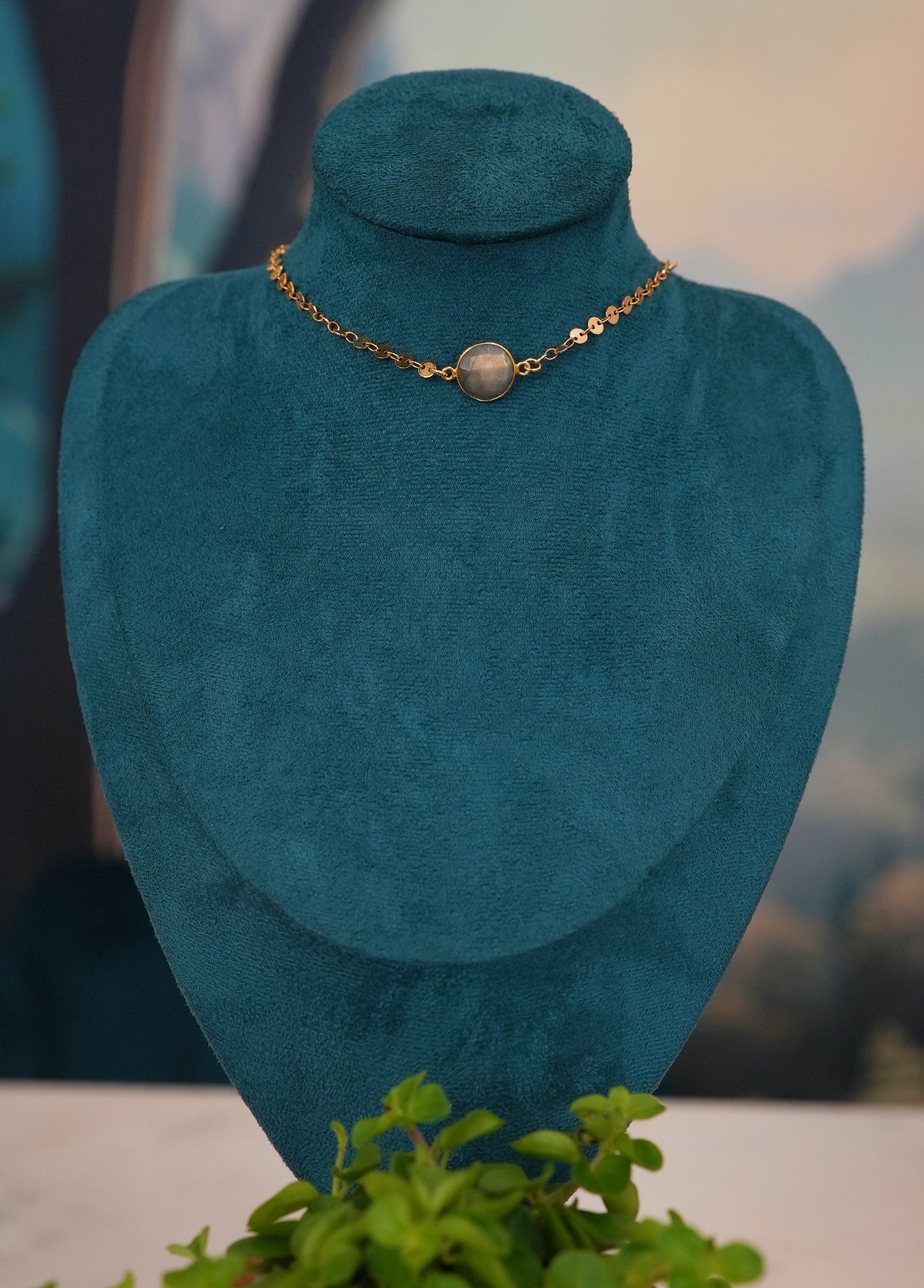 Labradorite Coin Chain Choker