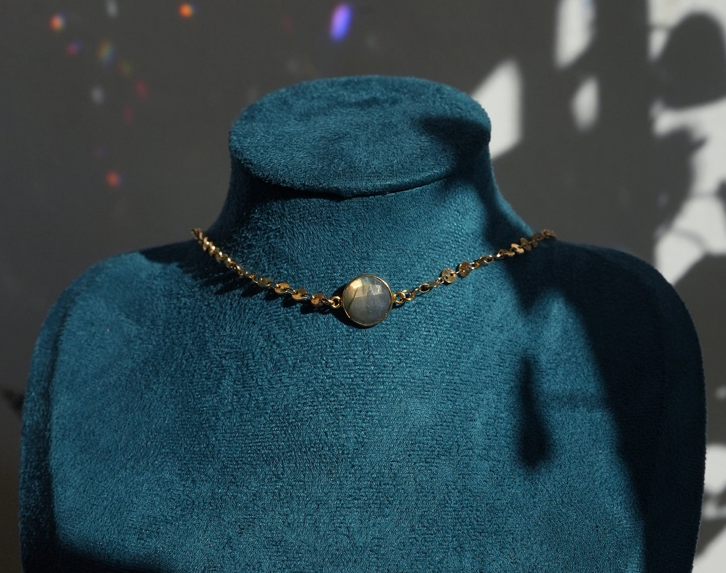 Labradorite Coin Chain Choker