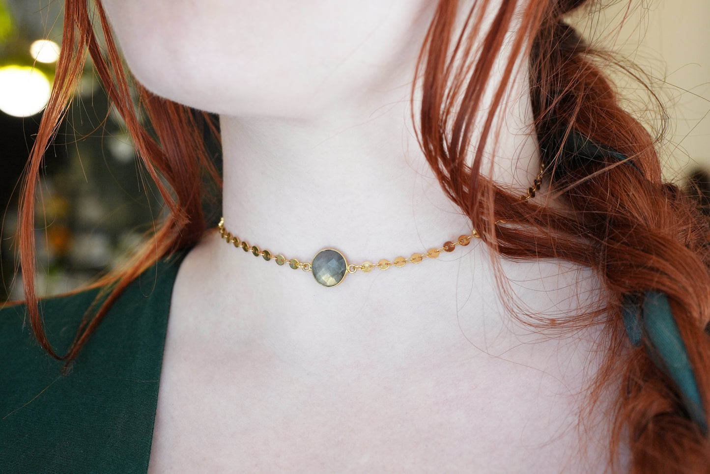 Labradorite Coin Chain Choker