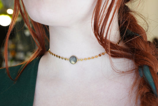 Labradorite Coin Chain Choker