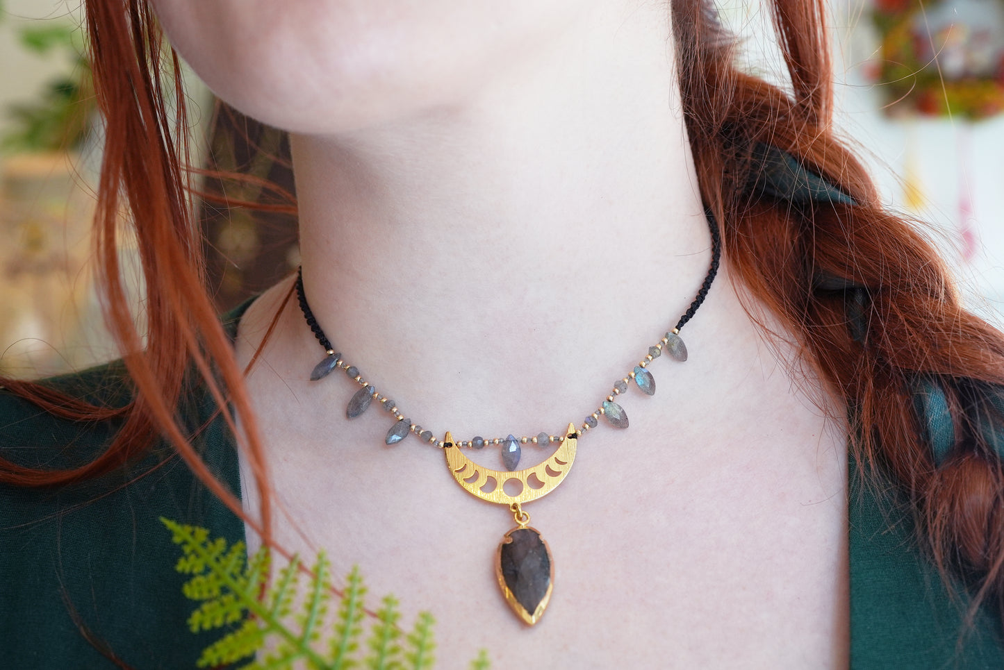 Labradorite Macrame' Moonphase Necklace