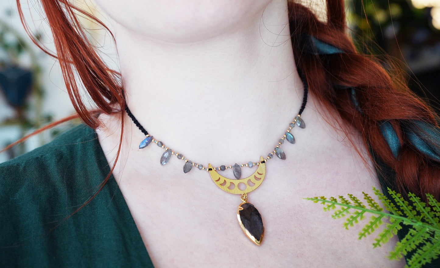 Labradorite Macrame' Moonphase Necklace