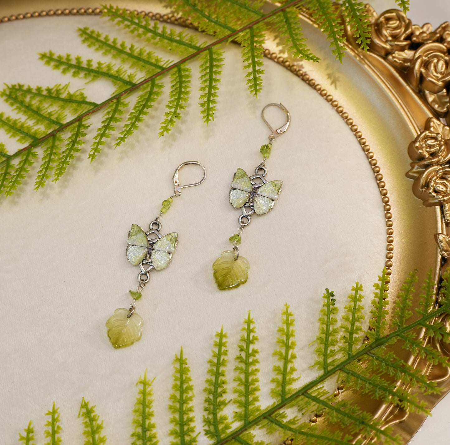 Green Charaxes Butterfly Earrings