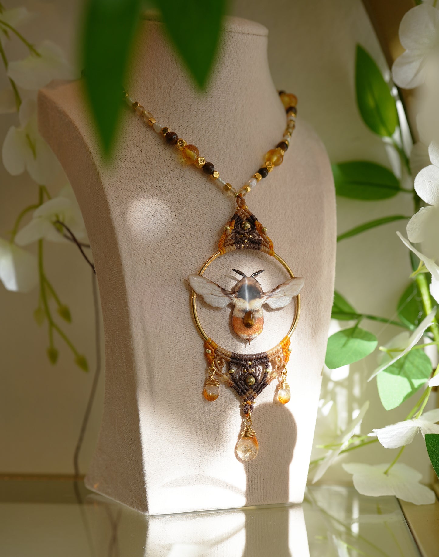 Bumble Bee Macrame Talisman