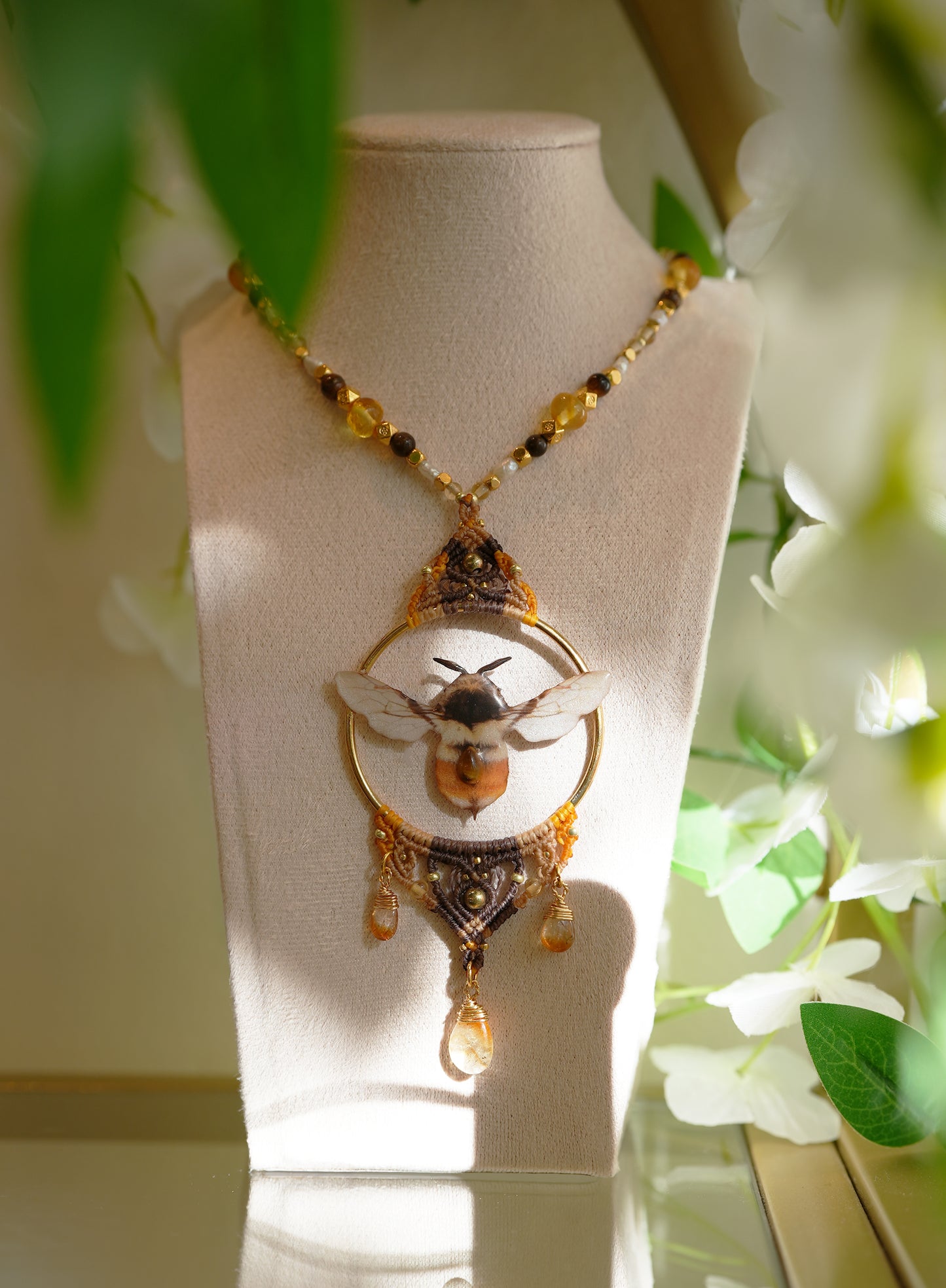 Bumble Bee Macrame Talisman