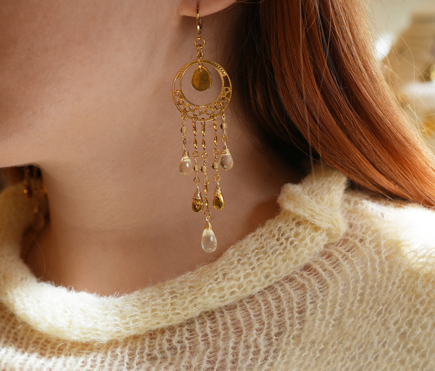 Chandelier Citrine Earrings