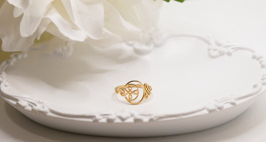 Unalome Crescent Moon Ring