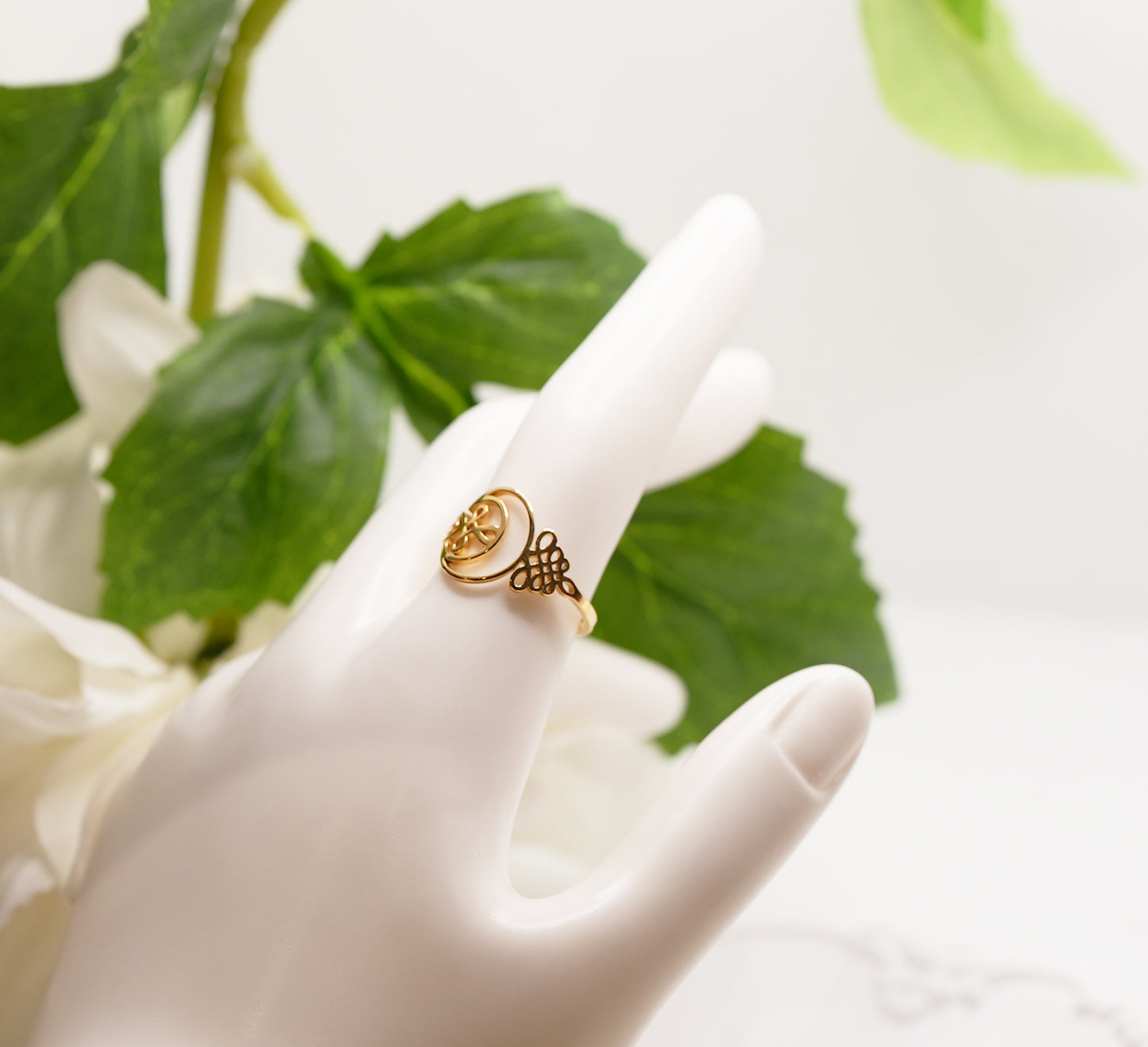 Unalome Crescent Moon Ring