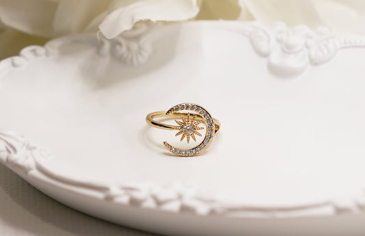 Moon and Star Ring