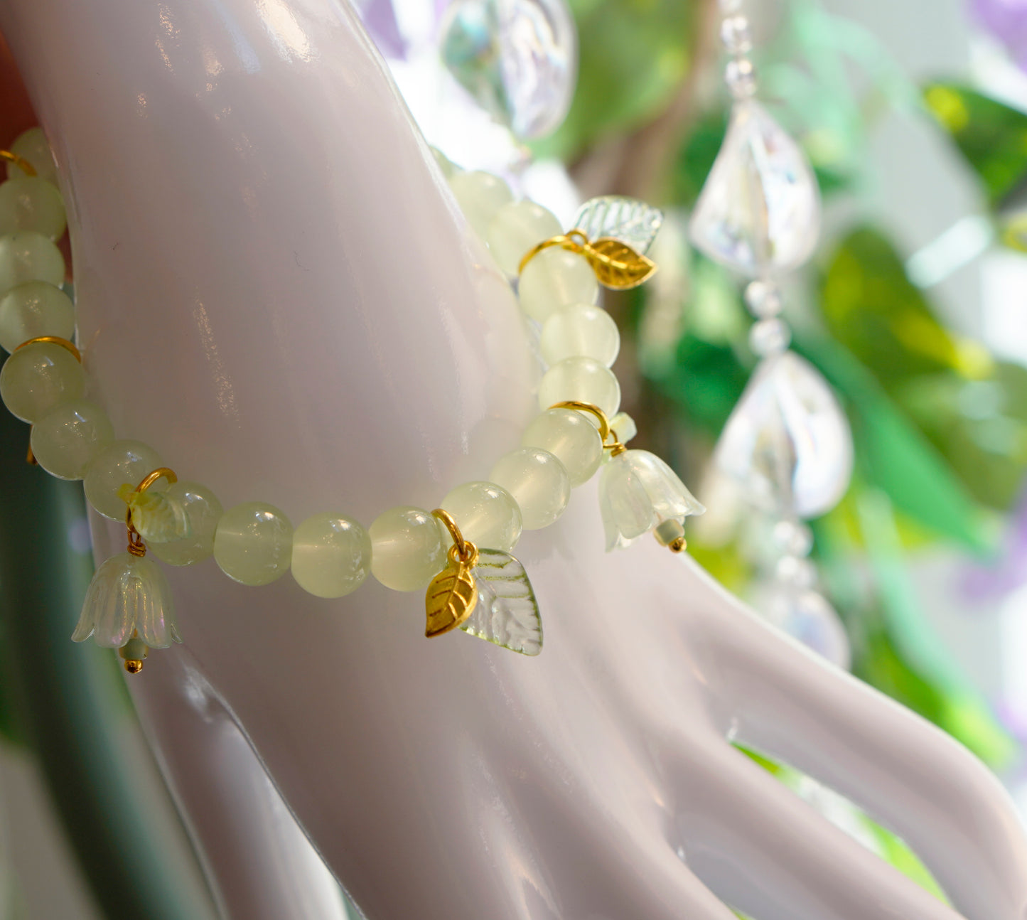 Flower Fae Chunky Bracelet | Light Jade