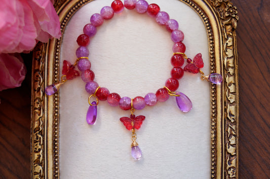 Butterfly Fae Chunky Bracelet | Magenta & Red