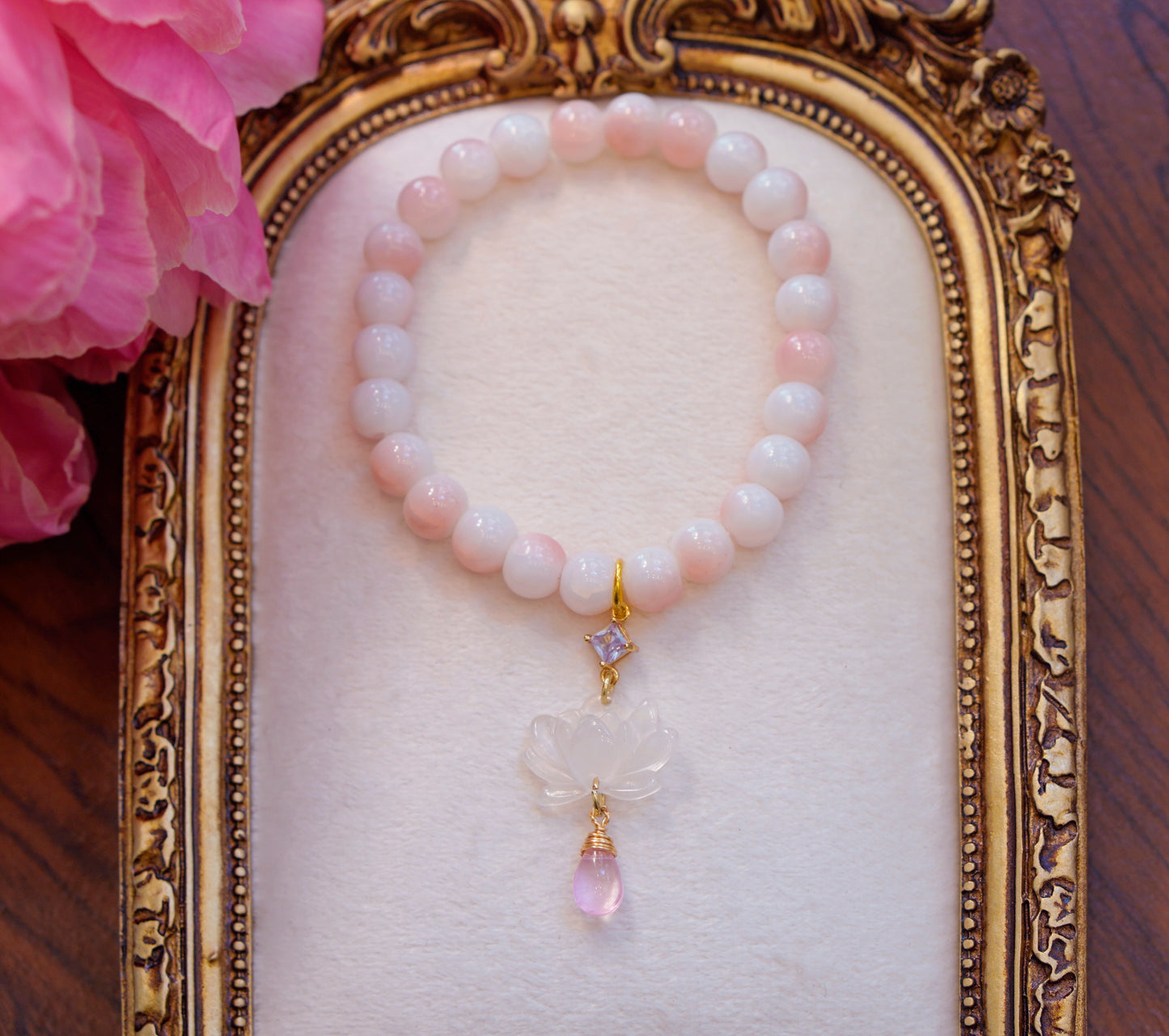 Lotus Fae Bracelet | White & Peach
