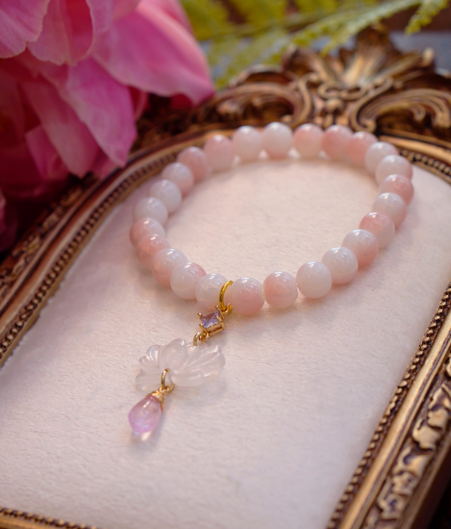 Lotus Fae Bracelet | White & Peach