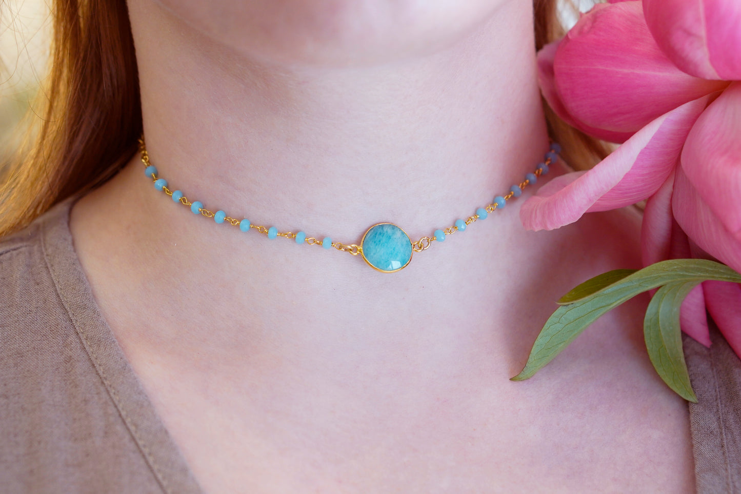 Amazonite  Choker | Rosary
