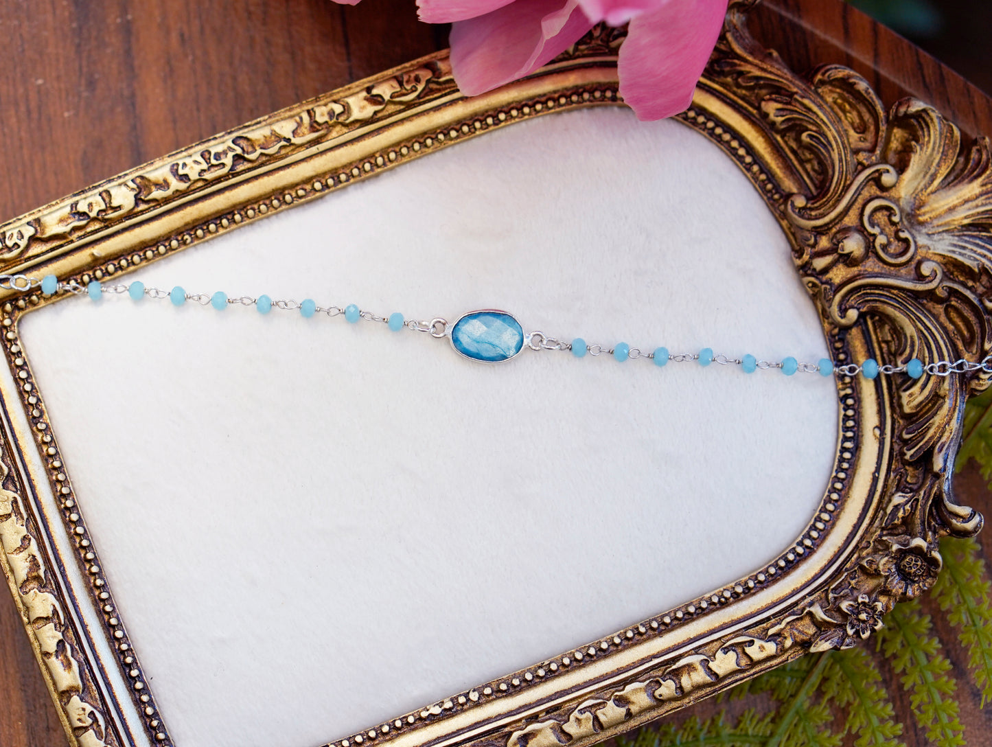Mystic Blue Moonstone Choker | Rosary