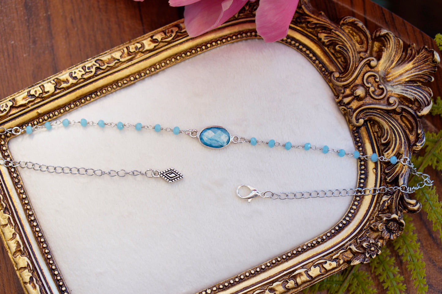 Mystic Blue Moonstone Choker | Rosary