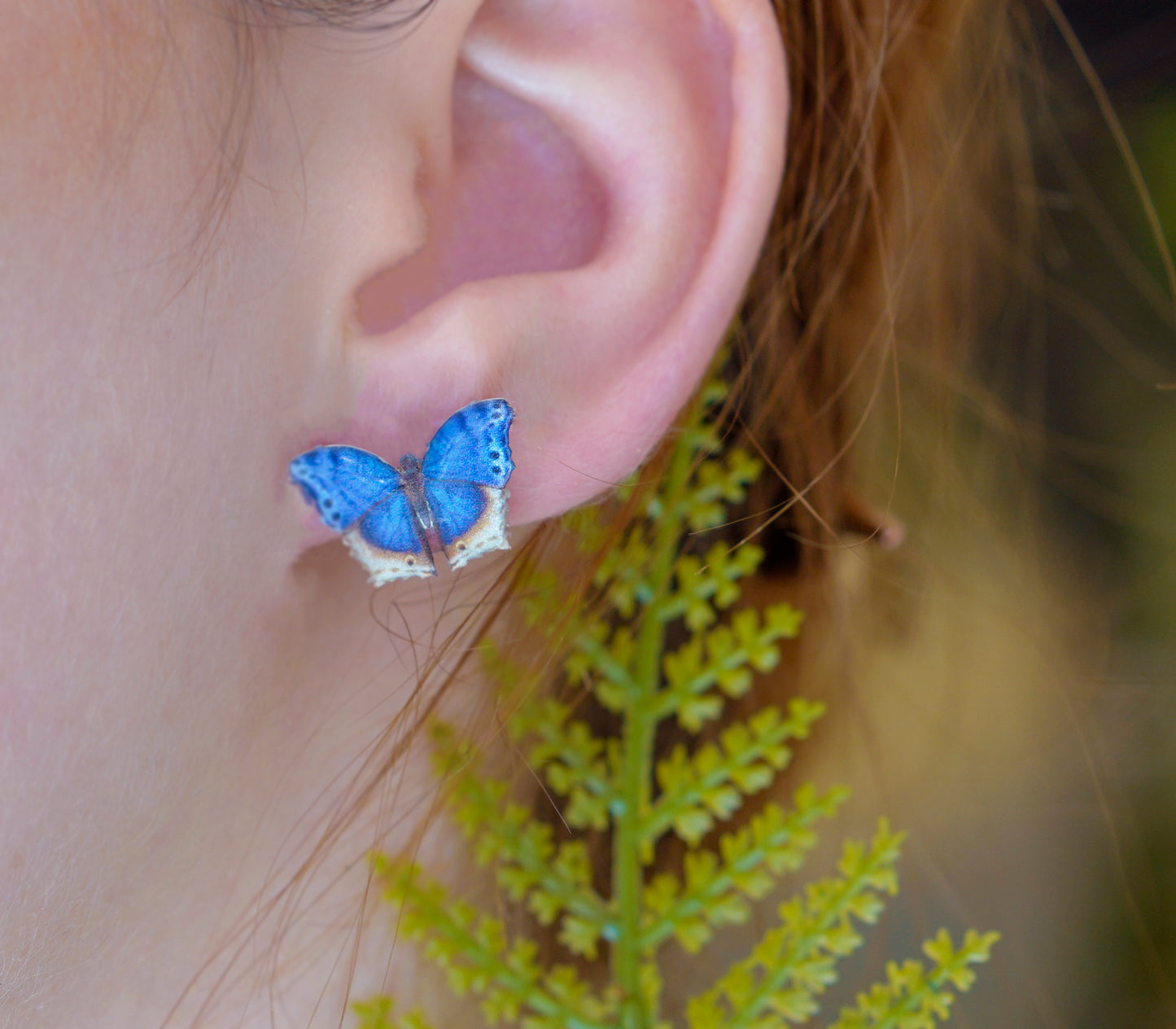 Blue Mother of Pearl Butterfly Studs